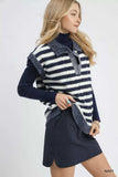 Umgee Cable Knit Collared Striped Vest Sweater - Trendsi - Flyclothing LLC