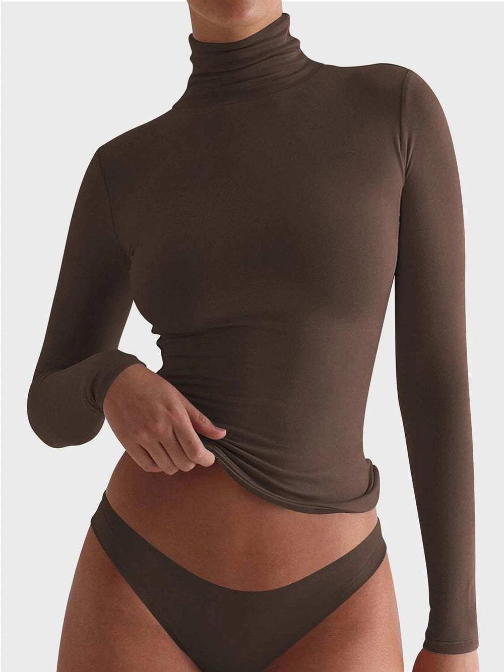 Turtleneck Long Sleeve T-Shirt - Trendsi - Flyclothing LLC