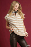 Umgee Cable Knit Collared Striped Vest Sweater - Trendsi - Flyclothing LLC