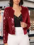 Full Size Sequin Long Sleeve Jacket Plus Size - Trendsi - Flyclothing LLC