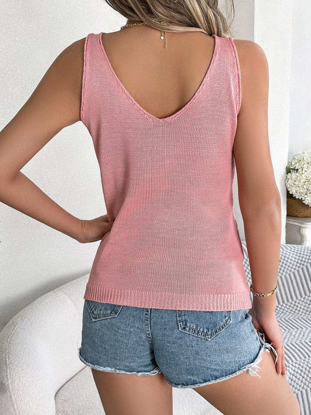 Openwork Wide Strap Knit Vest - Trendsi - Flyclothing LLC