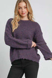 Umgee Full Size Round Neck Long Sleeve Boucle Sweater Plus Size - Trendsi - Flyclothing LLC