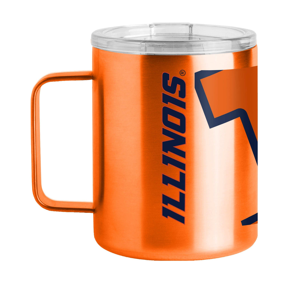 Illinois 15oz Hype Orange Stainless Steel Mug - Logo Brands - Flyclothing LLC
