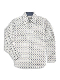 Boy's Ely Cattleman Long Sleeve Aztec Print Western Snap Shirt- Navy & White - Ely Cattleman - Flyclothing LLC