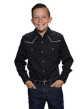 Ely Cattleman Boys L/S Black W/ White Piping - Ely Cattleman - Flyclothing LLC