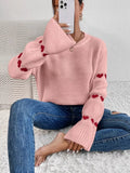 Heart Pattern Round Neck Sweater - Trendsi - Flyclothing LLC