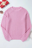 Round Neck Dropped Shoulder Long Sleeve Sweater - Trendsi - Flyclothing LLC