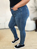 Judy Blue Full Size Mid Waist Distressed Slim Jeans - Trendsi - Flyclothing LLC