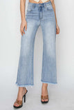 RISEN High Rise Crop Wide Fray Hem Jeans - Trendsi - Flyclothing LLC