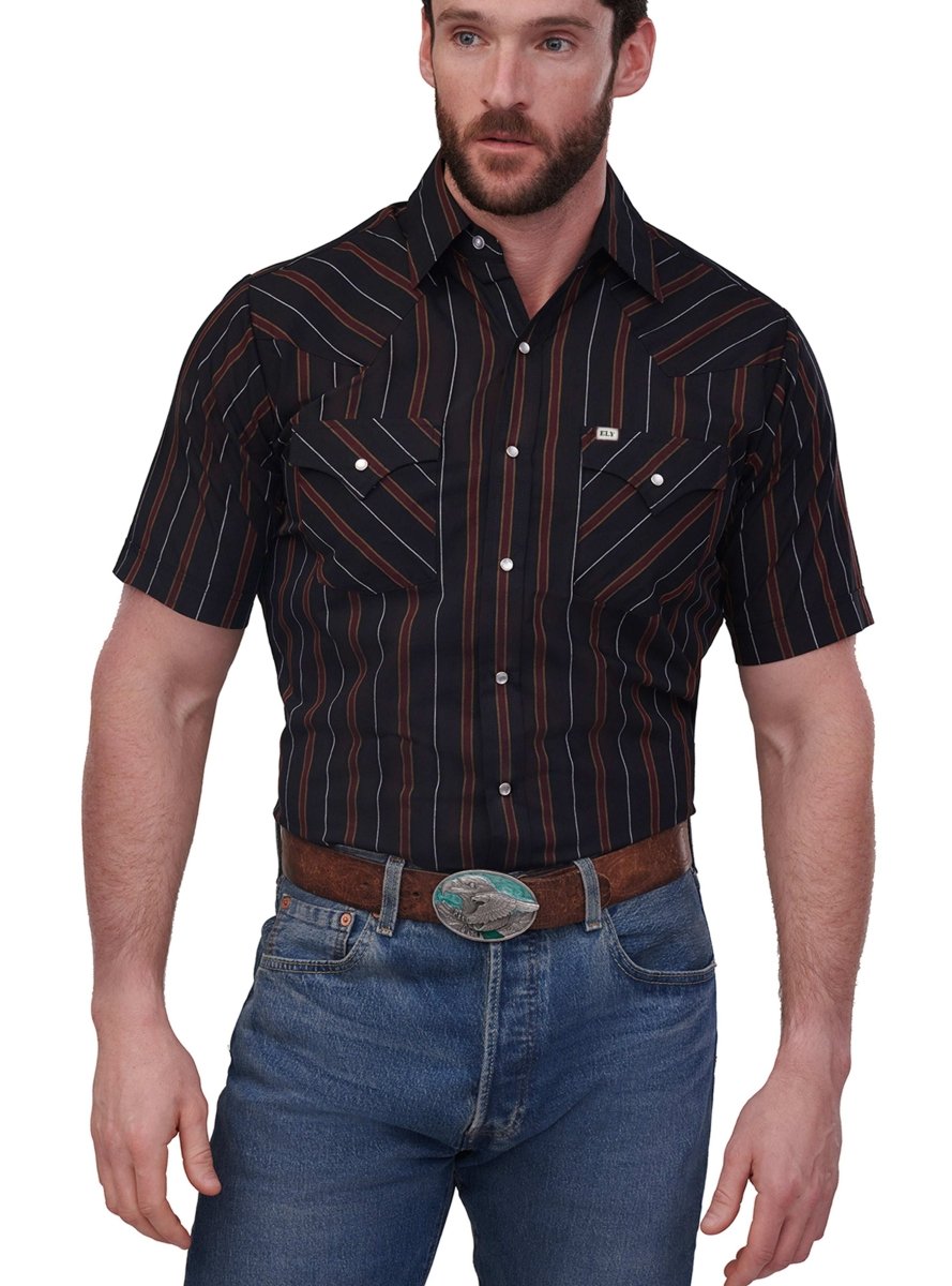 Men's Ely Cattleman Short Sleeve Stripe Western Snap Shirt - Ely Cattleman - Flyclothing LLC