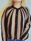 Contrast Stripes Button Down Long Sleeve Cardigan - Trendsi - Flyclothing LLC