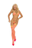 Elegant Moments Pink/Yellow Bra, Thong & Thigh Hi's 1535 - Elegant Moments - Flyclothing LLC