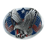 Rockmount Ranch Ware Pewter Western Belt Buckle with Eagle & Flags - Rockmount Clothing - Flyclothing LLC