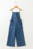 Adjustable Tie Straps Wide Leg Denim Overalls - Trendsi - Flyclothing LLC