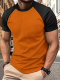 Men's Full Size Round Neck Contrast T-Shirt Plus Size - Trendsi - Flyclothing LLC