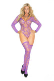 Elegant Moments Purple Long Sleeve Teddy W/Thigh Hi's 1542q - Elegant Moments - Flyclothing LLC