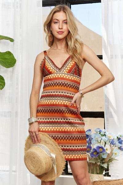 ADORA Contrast Striped V-Neck Mini Dress - Trendsi - Flyclothing LLC