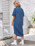 Button Up Dropped Shoulder Denim Dress - Trendsi - Flyclothing LLC