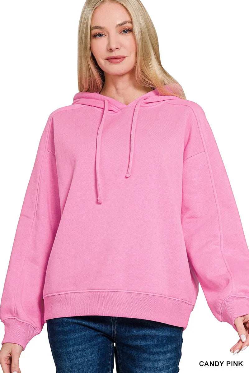 Zenana Drawstring Relaxed Fit Fleece Hoodie - Trendsi - Flyclothing LLC