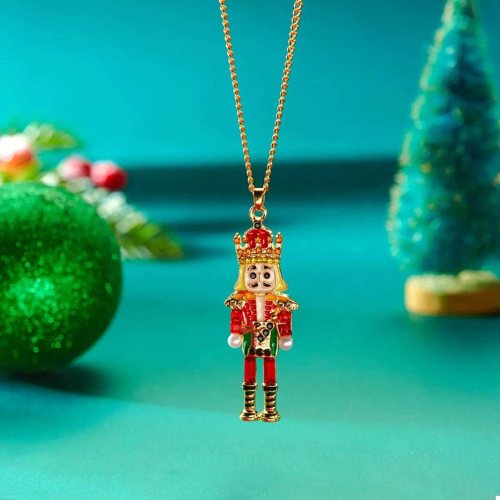 Christmas 18K Gold-Plated Nutcracker Pendant Necklace - Trendsi - Flyclothing LLC