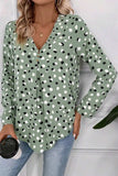 Printed V-Neck Long Sleeve Blouse - Trendsi - Flyclothing LLC