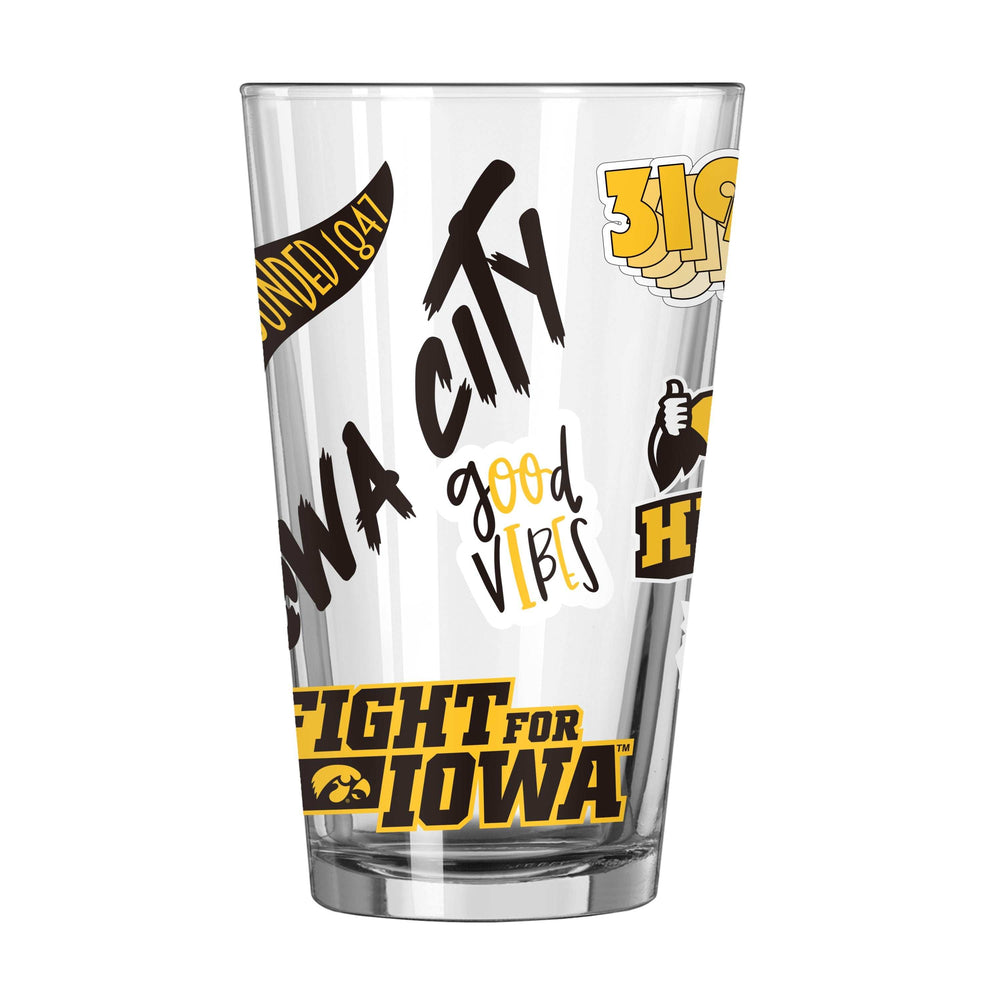 Iowa 16oz Native Pint Glass - Logo Brands - Flyclothing LLC