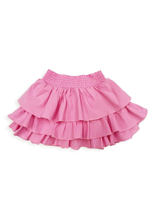 Girl's Pink Poplin Tiered Ruffle Skirt - Ely Cattleman - Flyclothing LLC