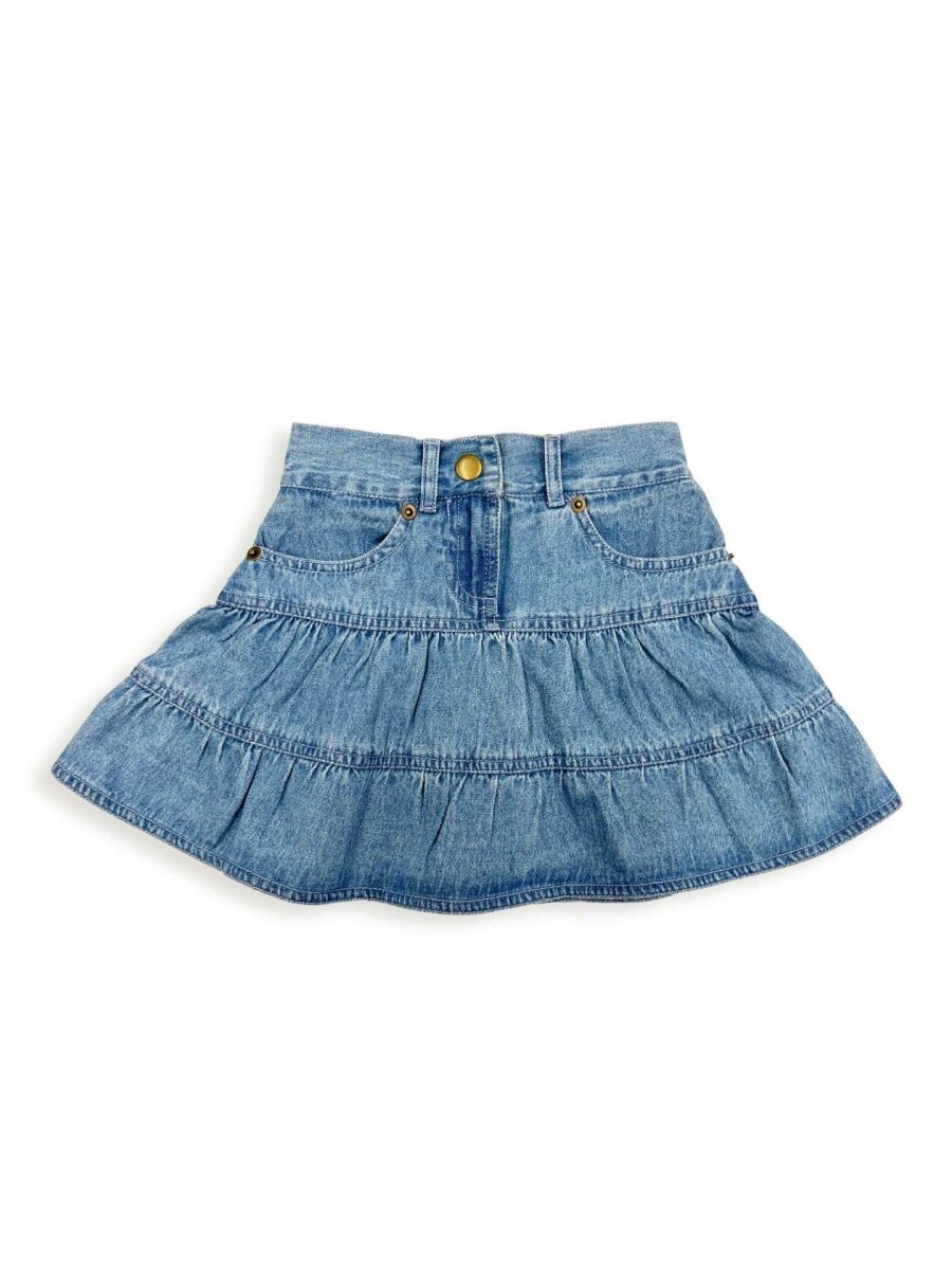 Girl's Tiered Denim Skirt - Ely Cattleman - Flyclothing LLC