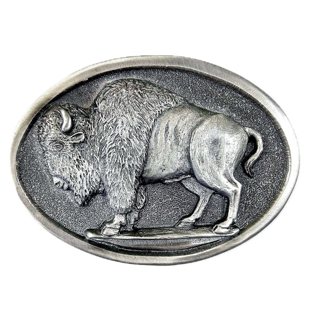 Rockmount Ranch Ware Buffalo Oval Pewter Western Belt Buckle - Rockmount Clothing - Flyclothing LLC