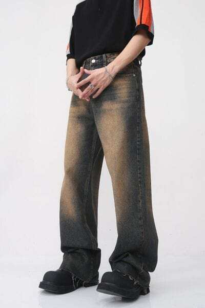 Raw Hem Straight Leg Jeans - Trendsi - Flyclothing LLC