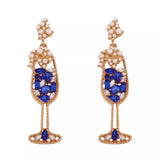 Champagne Glass Rhinestone Dangle Earrings - Trendsi - Flyclothing LLC
