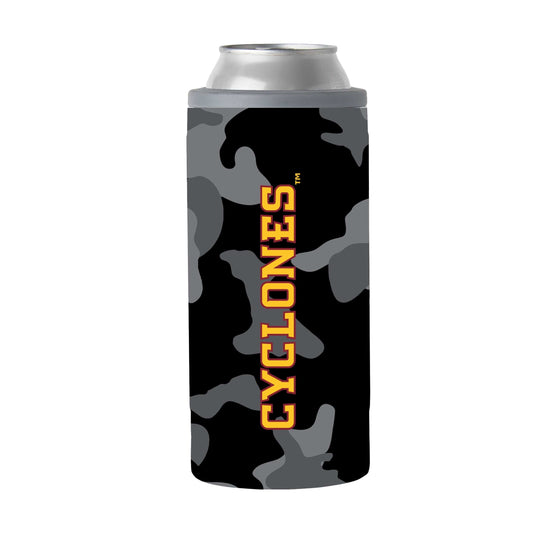 IA State Black Camo 12oz Slim Can Coolie - Logo Brands - Flyclothing LLC