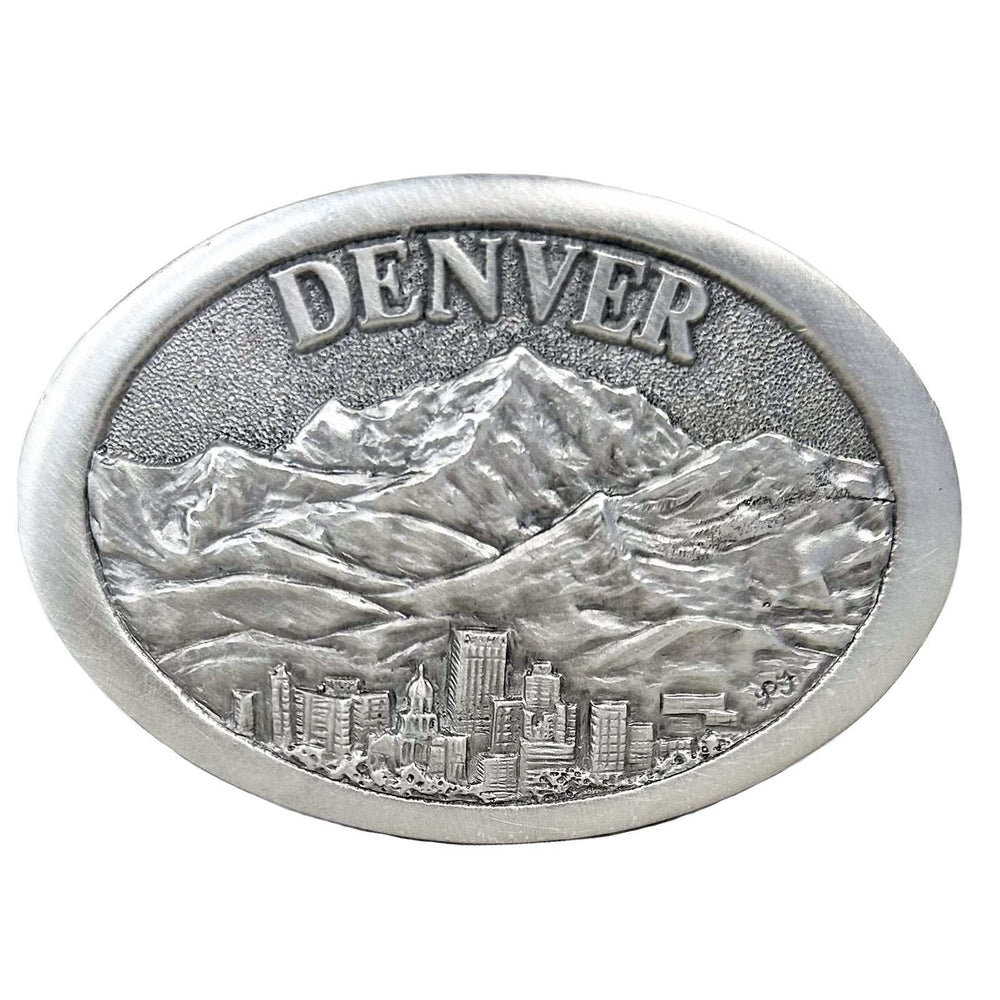 Rockmount Ranch Ware Pewter Western Belt Buckle with Denver Skyline - Rockmount Clothing - Flyclothing LLC