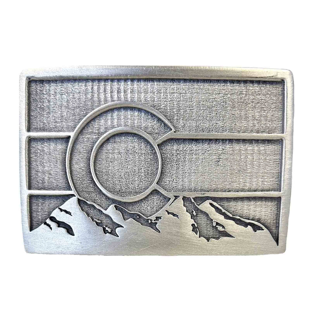 Rockmount Ranch Ware Pewter Colorado Flag Belt Buckle with Mountains - Rockmount Clothing - Flyclothing LLC
