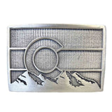Rockmount Ranch Ware Pewter Colorado Flag Belt Buckle with Mountains - Rockmount Clothing - Flyclothing LLC