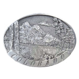 Rockmount Ranch Ware Pewter Western Belt Buckle with Colorado Mountains - Rockmount Clothing - Flyclothing LLC