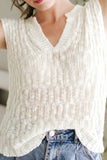 Notched Cap Sleeve Knit Top - Trendsi - Flyclothing LLC