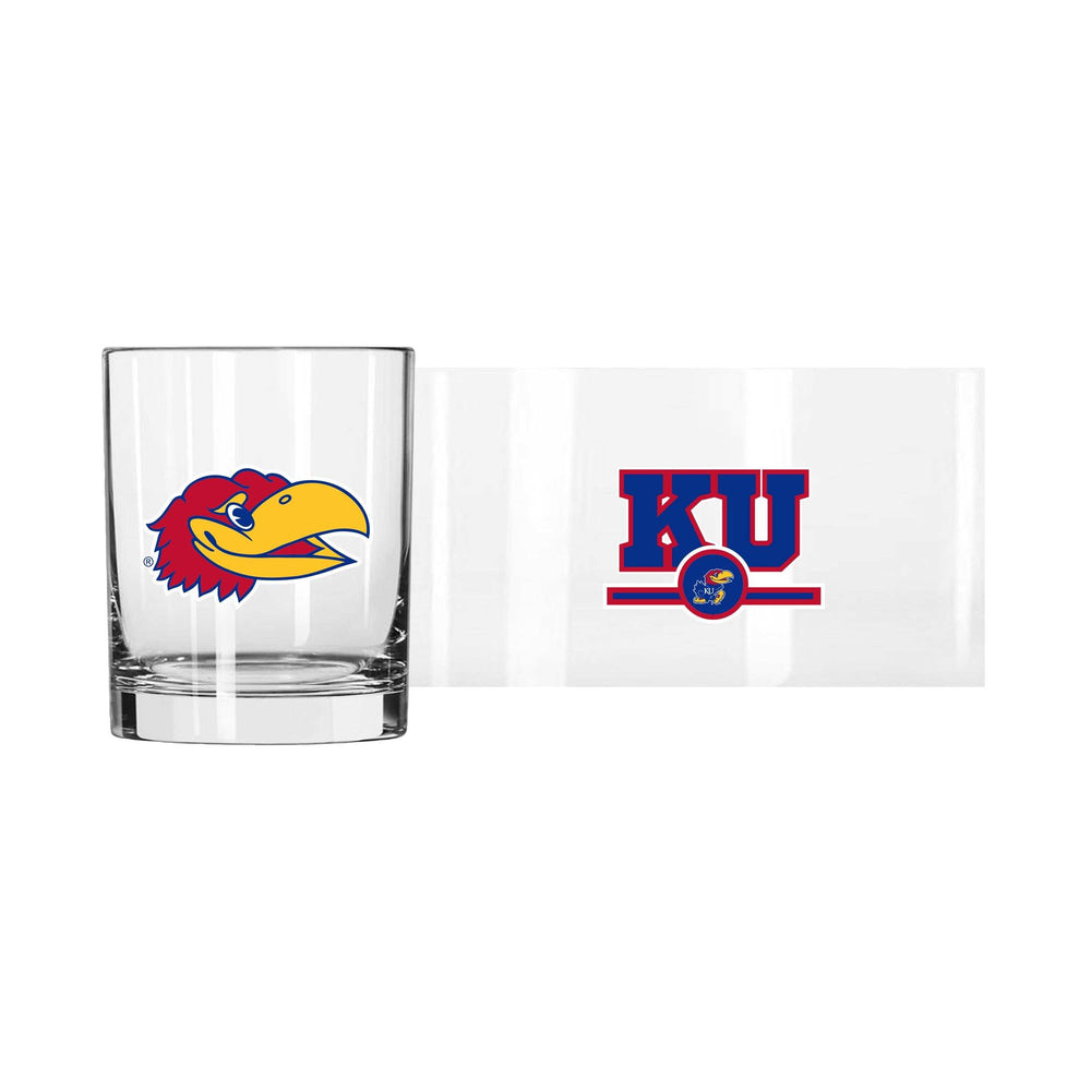 Kansas 14oz Letterman Rocks Glass - Logo Brands - Flyclothing LLC