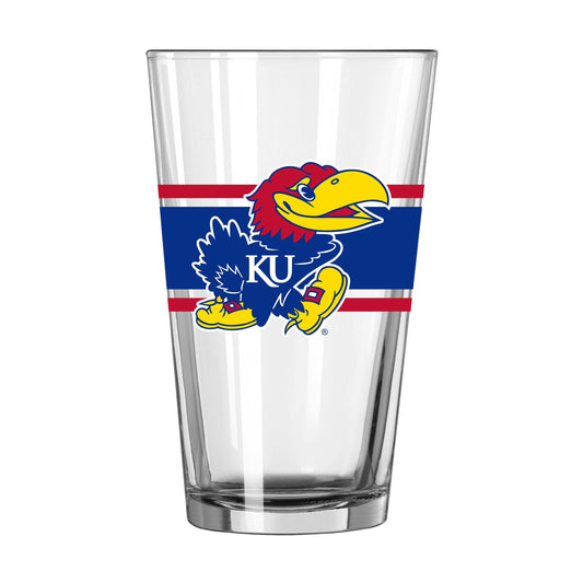 Kansas 16oz Stripe Pint Glass - Logo Brands - Flyclothing LLC