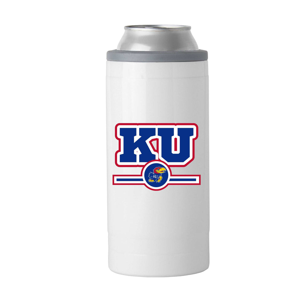 Kansas Letterman 12 oz Slim Can Coolie - Logo Brands - Flyclothing LLC
