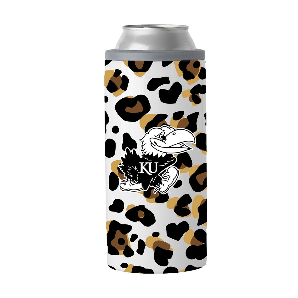 Kansas 12oz Neutral Leopard Slim Can Coolie - Logo Brands - Flyclothing LLC