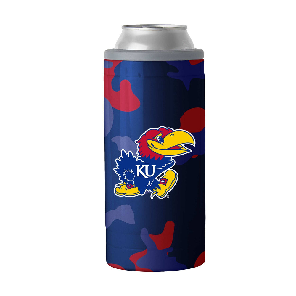 Kansas Camo Swagger 12oz Slim Can Coolie - Logo Brands - Flyclothing LLC