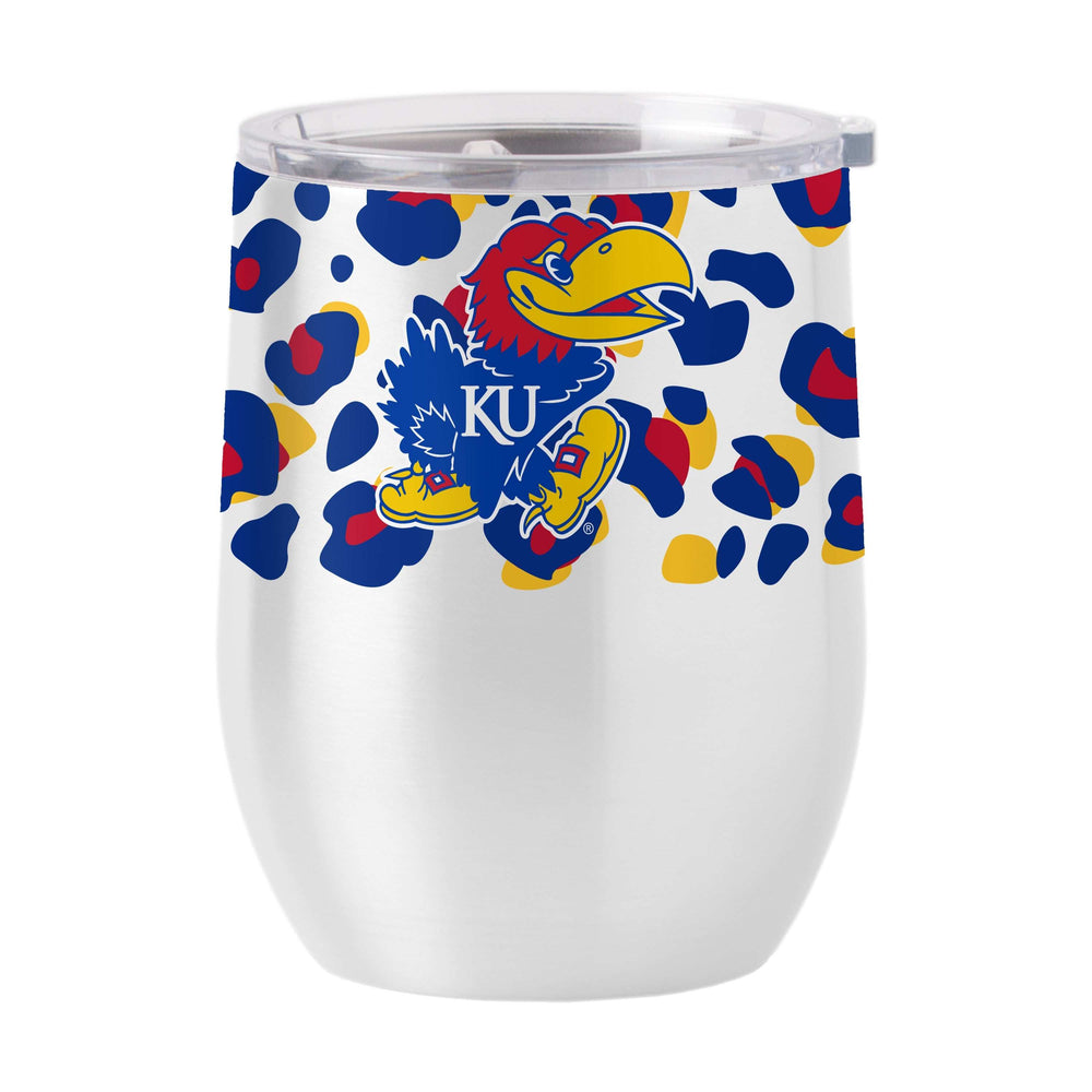 Kansas 16oz Leopard Stainless Curved Beverage - Logo Brands - Flyclothing LLC