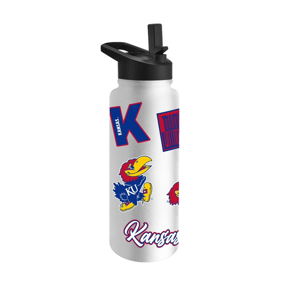 Kansas 34oz White Dreamweave Quencher Bottle - Logo Brands - Flyclothing LLC