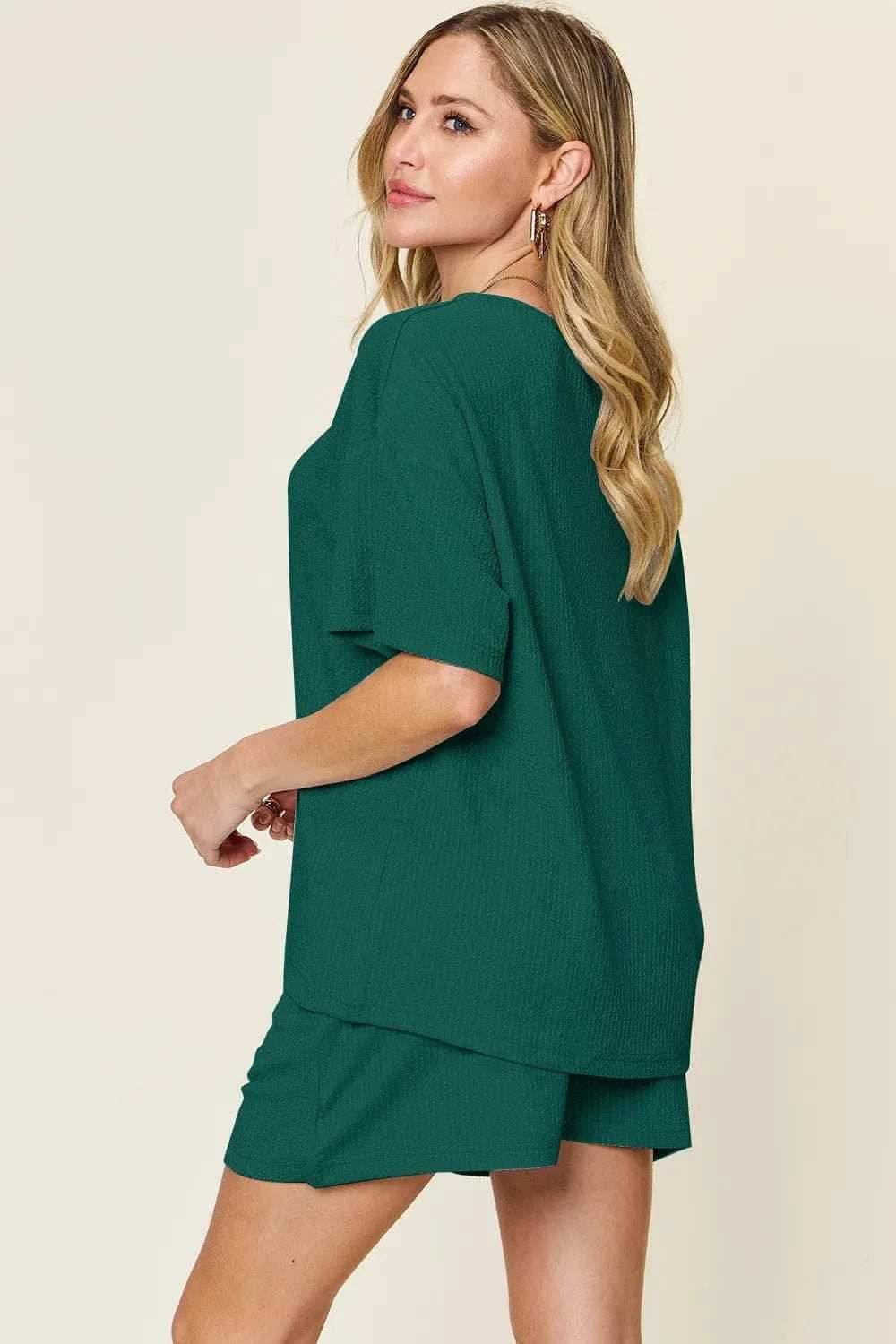 Double Take Basic style Round Neck Solid Set - Trendsi - Flyclothing LLC