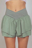 VERY J V-Shaped High Waist Layered Active Shorts - Trendsi - Flyclothing LLC