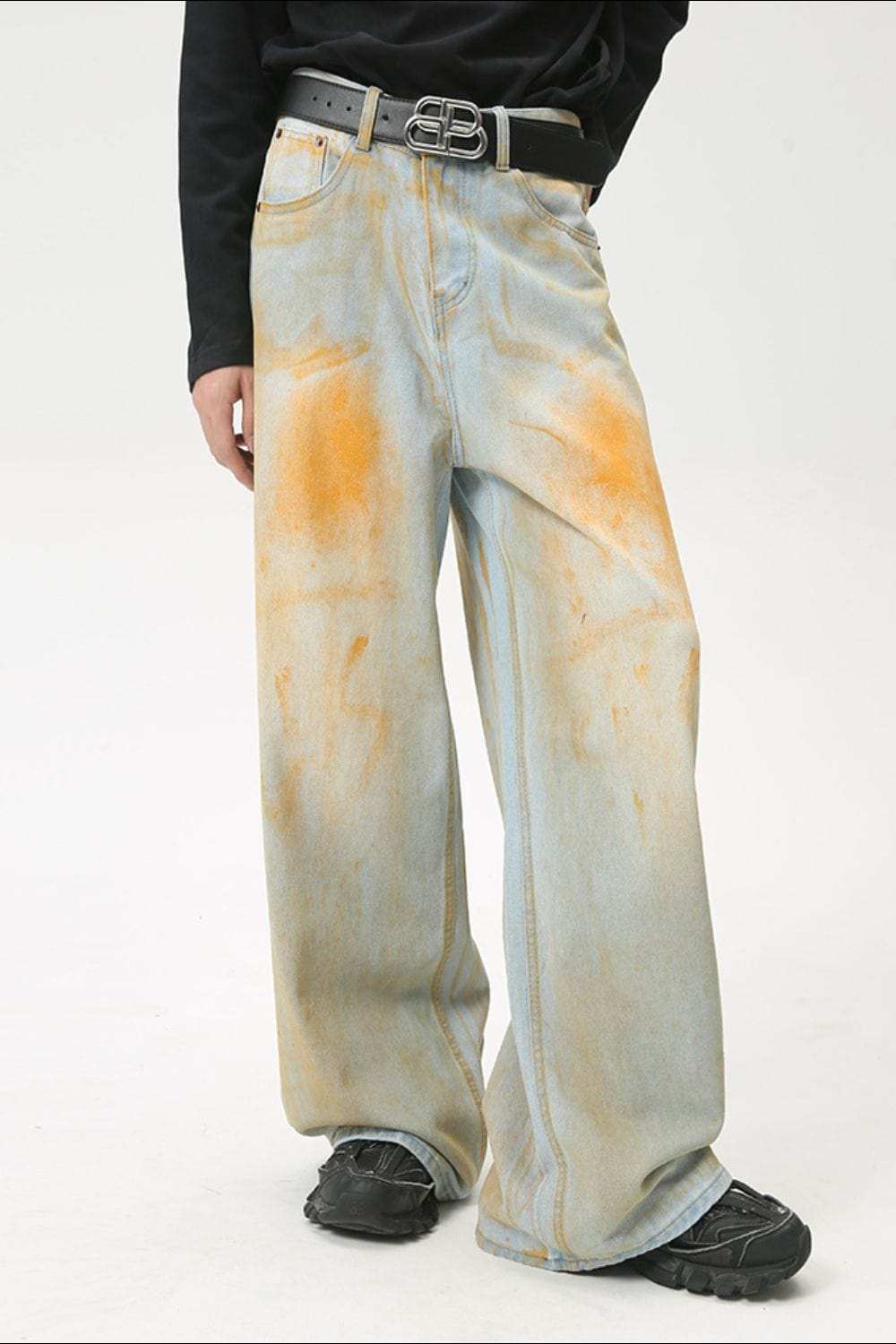 Waste Soil Wide Leg Jeans - Trendsi - Flyclothing LLC