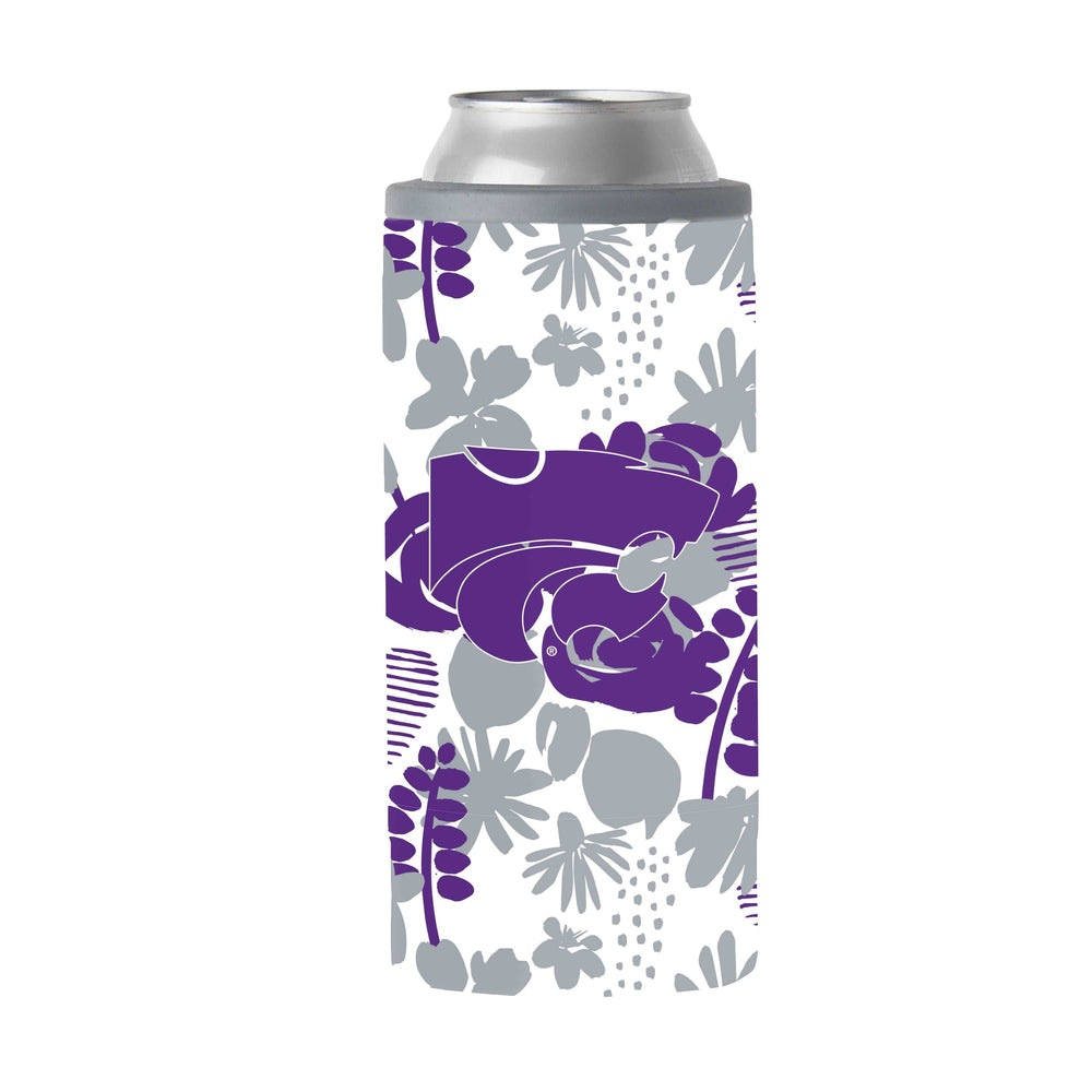 Kansas State 12oz Floral Slim Can Coolie - Logo Brands - Flyclothing LLC