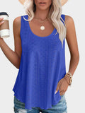 Florira Eyelet Round Neck Tank - Trendsi - Flyclothing LLC