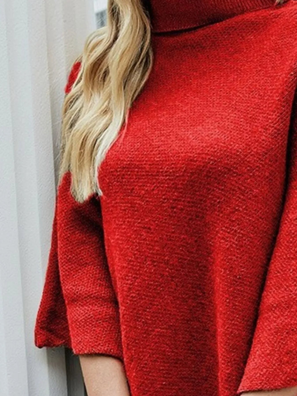 Button-Decor Turtleneck Poncho Pullover - Trendsi - Flyclothing LLC